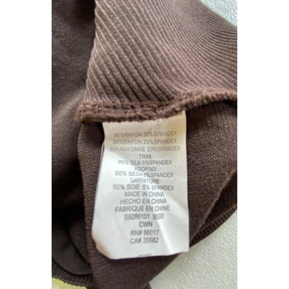 Bebe Chocolate Brown Gold Buttons Cardigan Sweater Top Size Large Stretch Y2K - Picture 4 of 5